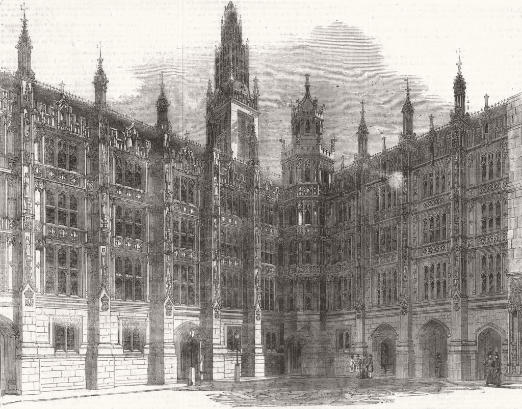 LONDON. Parliament-Star-Chamber Ct, new Palace-Yd 1854 old antique print